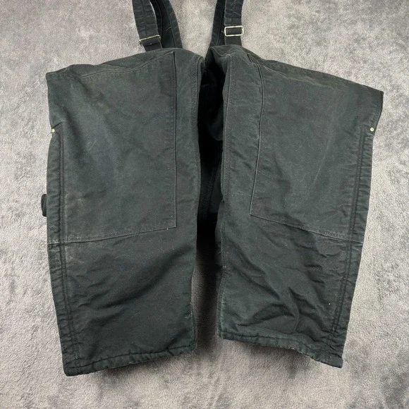 VTG Carhartt Bib Overalls Mens 52x31 Black Duble Knee Duck Quilt Lined USA RO2 - Picture 2 of 11